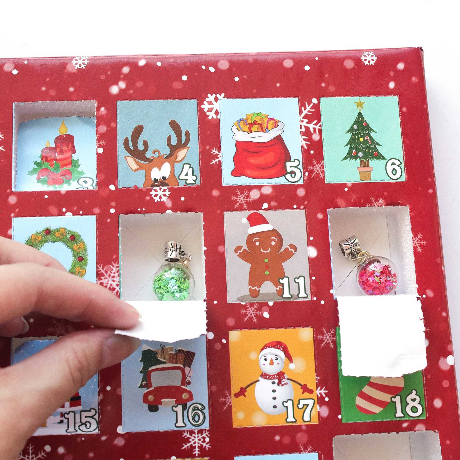 Keten Kerst Blind Box 24 Dagen Countdown Kinderarmband -DIY Creatieve Handgemaakte Blind Box Prachtige Geschenkdoos SetL24