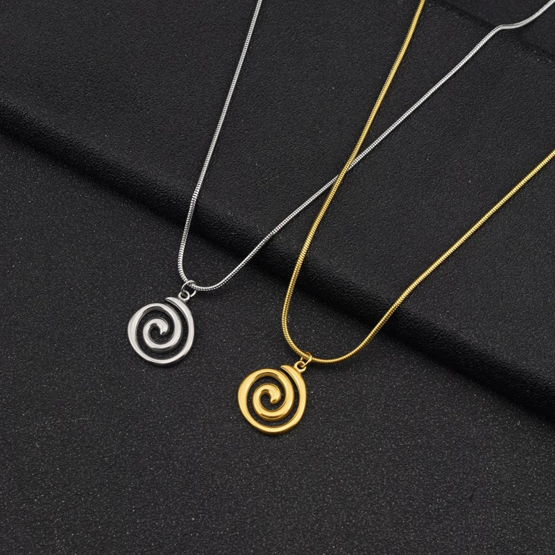 Collier avec pendentif en spirale Vortex, chaîne serpent, étanche, ne ternit pas, bijoux plaqués or 18 carats, accessoires en acier inoxydable 316L