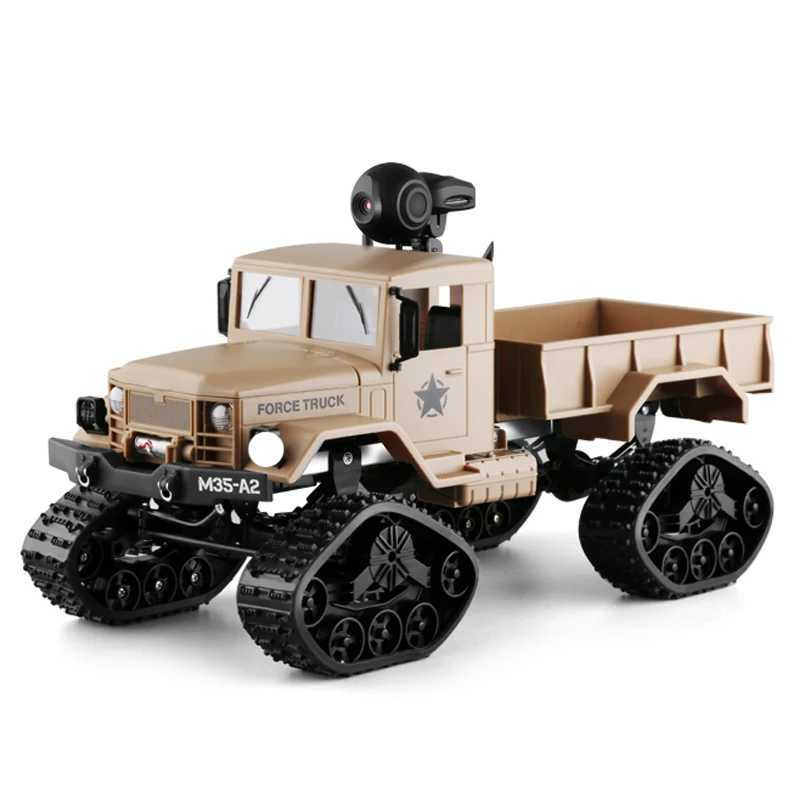 Electric/RC Car Fy001 1/16 2.4G 4Wd Rc Car 720P 0.3Mp Camera Wifi Fpv Brushed Off-Road Military Truck W/ Led Light VS WPL WLtoys Crawler ModelL2403