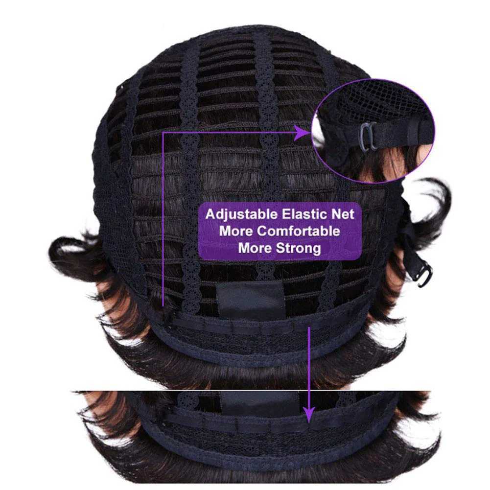 Syntetyczne peruki Cosplay Peruki Beisdwig Syntetyczne krótkie czarne fryzury z grzywką naturalne czerwone i czarne 2 tony włosy dla czarnych/białych kobiet falistych fryzur 240327