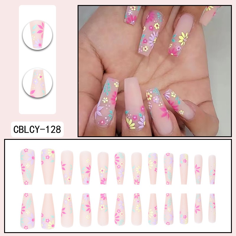 Mixed Color Square Fake nails nail Art Nail Decoration Artificial acrylic nail head Seamless removable fake nails Ballerina Fashion Nail Sticker set