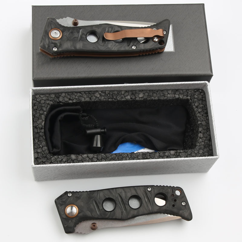 Nouveau CK 273-3 Couteau pliant de haute qualité MAGNACUT Stone Wash Drop Point Blade en fibre de carbone avec poignée en tôle d'acier Camping en plein air Randonnée Pêche EDC Couteaux de poche