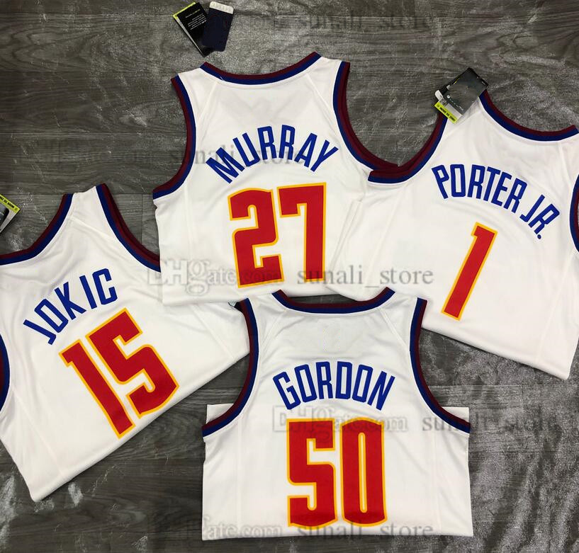 남자 Nikola 농구 15 Jokic Jerseys Michael 1 Porter Jr. Jamal 27 Murray Aaron 50 Gordon Kentavious 5 Caldwell-Pope Reggie 7 Jackson 8 Watson 3 Strawther Printed