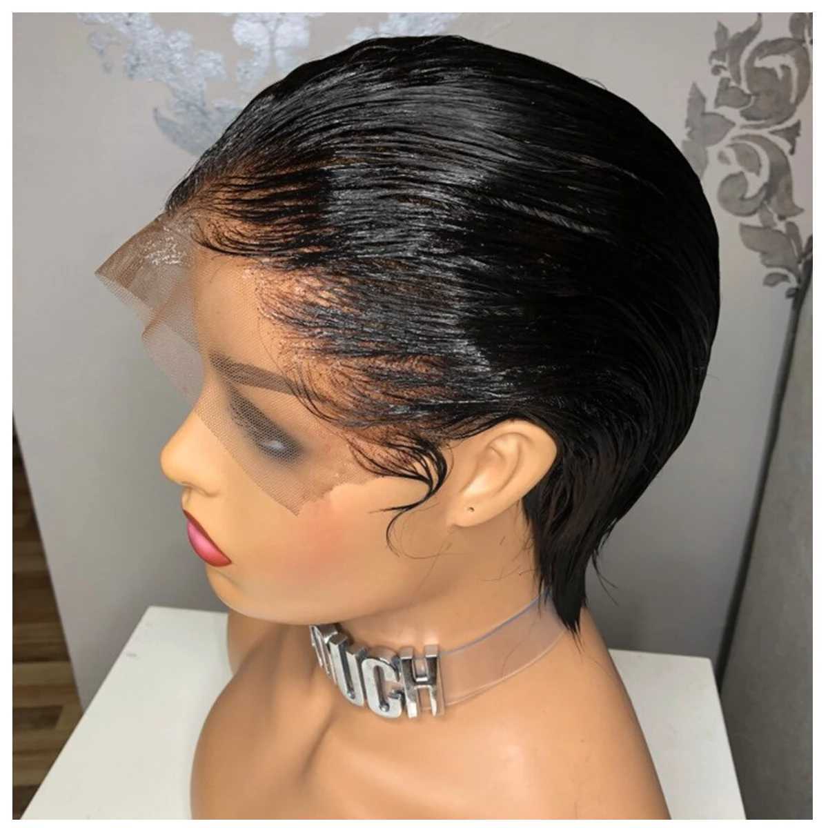 Synthetic Wigs Boycut style lace frontal wig|Brazilian Hair Wig|Wig American Hair Made Wigs|Short Cut Wig| 240329