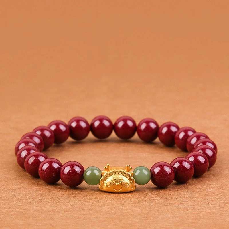 سلسلة 2024 على الطراز الصيني التنين العام سوار Luck Light Luxury Red Crystal Beads Bracelets for Women Christmas New Year Giftl24