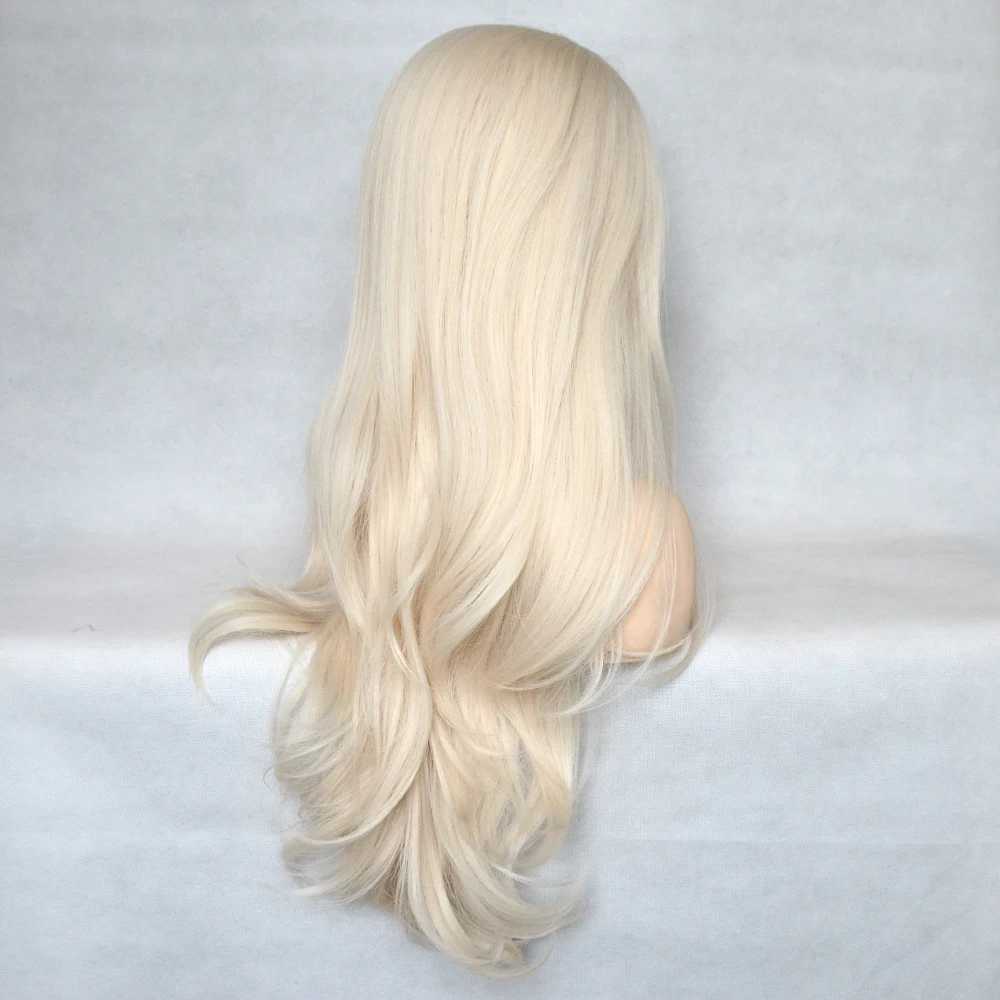 Perruques synthétiques Voguequeen platine blonde synthétique vague naturelle pleine Machine faite longue perruque résistant à la chaleur fibre Cosplay pour les femmes 240328 240327