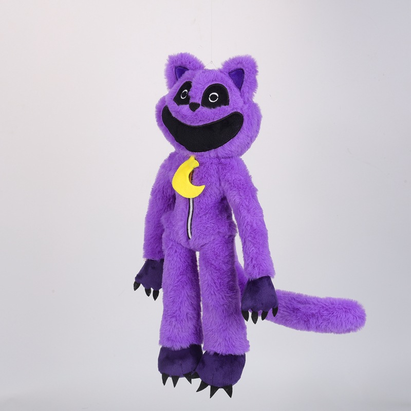 New smiling critters terrifying purple cat, smiling animal, plush toy monster, big mouthed cat