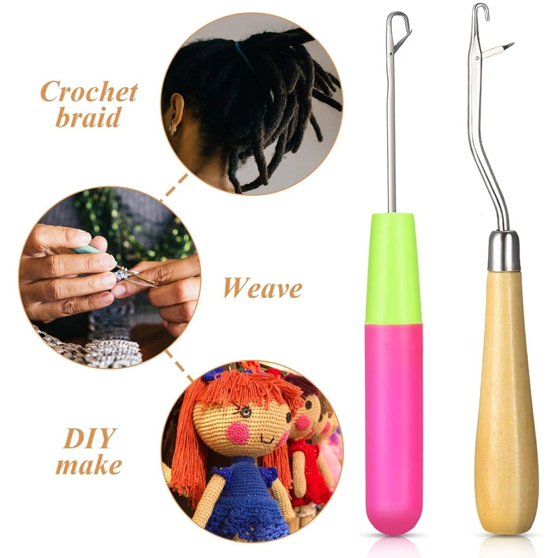 Verktyg Dreadlocks Tool Set 3st Dreadlocks Crochet Hook Crochet Needle Hair Locking Tool Bent Latch Hook Set for Braid Craft