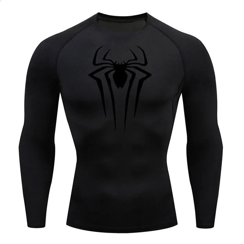 Compression Shirt Mens TShirt Long Sleeve Black Top Fitness Sunscreen Second Skin Quick Dry Breathable Casual long 4XL 240319