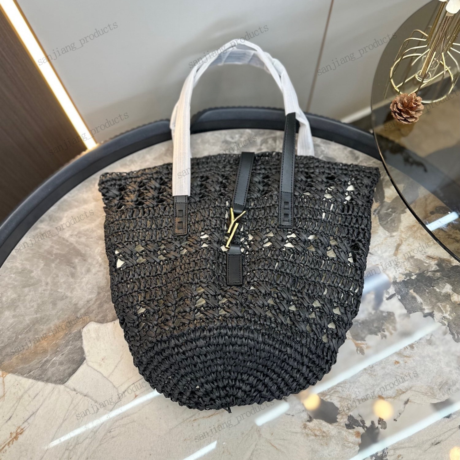 Underarm Rive Gauche weave Luxury Designer weekender Bags Womens large mens Clutch Vintage Cross Body shopper Bags summer Shoulder Beach Basket Totes straw hand bag