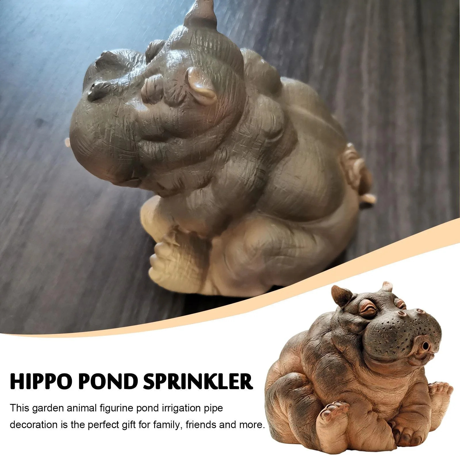 Hippo Decor Pond Spitter Statue Hippo Garden Outdoor Statue Animal Pond Sprinkler Yard Garden Decoration 240314