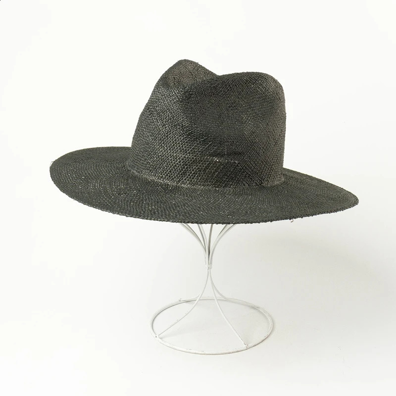 Cappello Fedora in paglia a tesa larga con erba intrecciata fine estivo donna Moda Jazz Beach Panama 240309