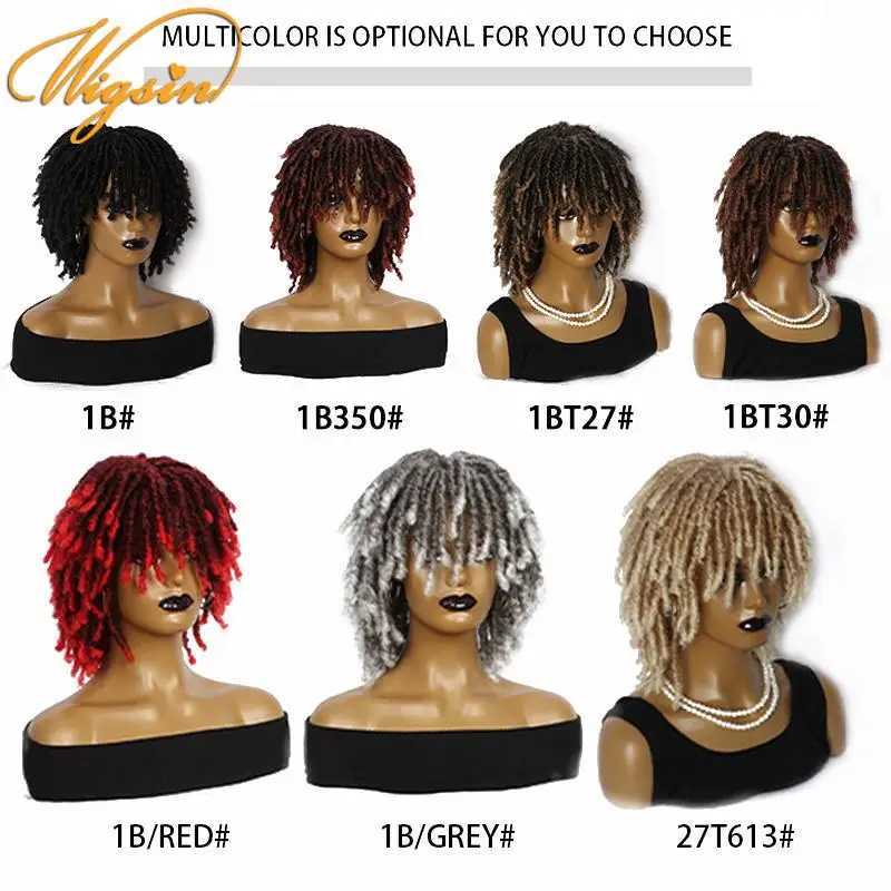Synthetic Wigs WIGSIN Synthetic 6Inch Dreadlocks Hair Wig Short Curled Twisted Braid Black Brown Heat Resistant Breathable Wig for Black Women 240328 240327
