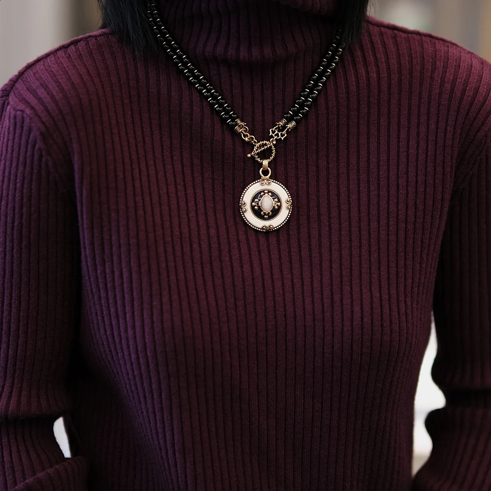 Amorita Boutique Collier de perles en pierre d'agate naturelle au design vintage 240311