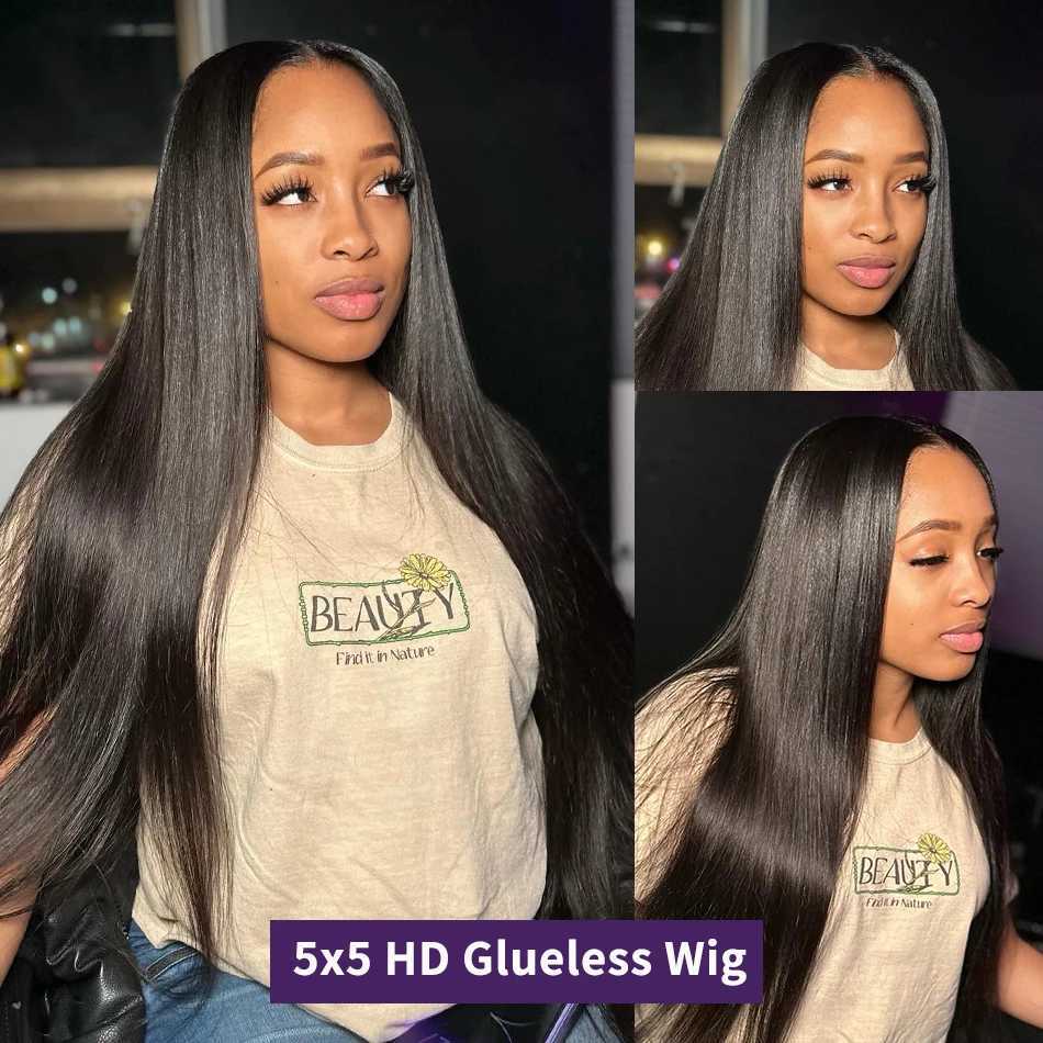 Synthetic Wigs Synthetic Wigs Wigirl Straight Transparent 13x6 Lace Front Wigs 32 34 Inch 13x4 Frontal Remy 250% 5x5 Glueless Wig Human Hair Ready To Wear 240328 240327