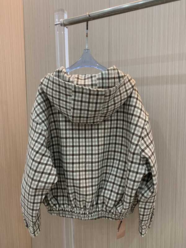 Vestes pour femmes Designer Mi24 début du printemps nouveau style collège micro étiquette laine à capuche patchwork fermeture éclair veste à carreaux 0ZBU