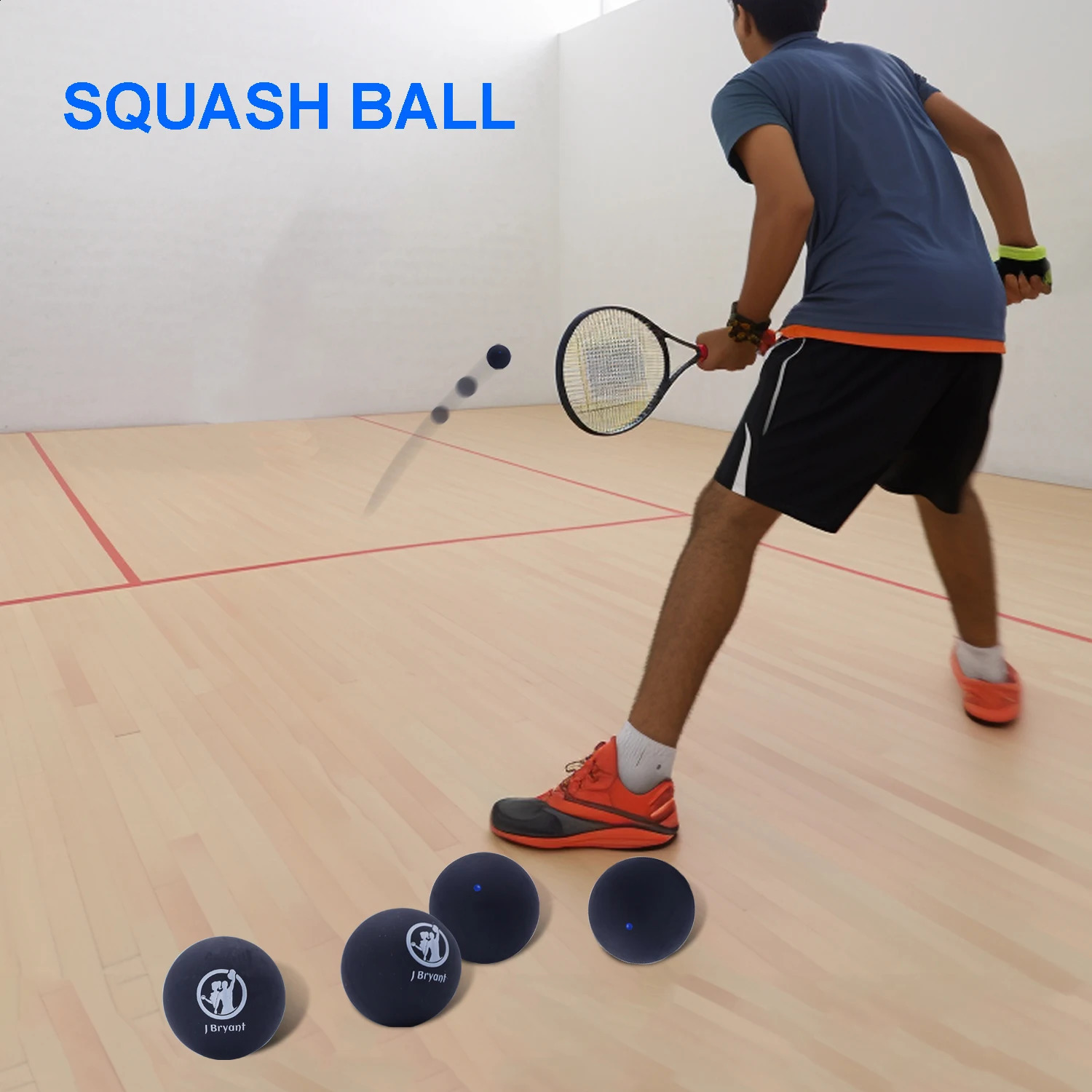 4 pacotes de bolas de squash com ponto azul único, bola de squash de borracha para iniciantes e crianças, treinamento de competição, equipamentos esportivos internos 240313