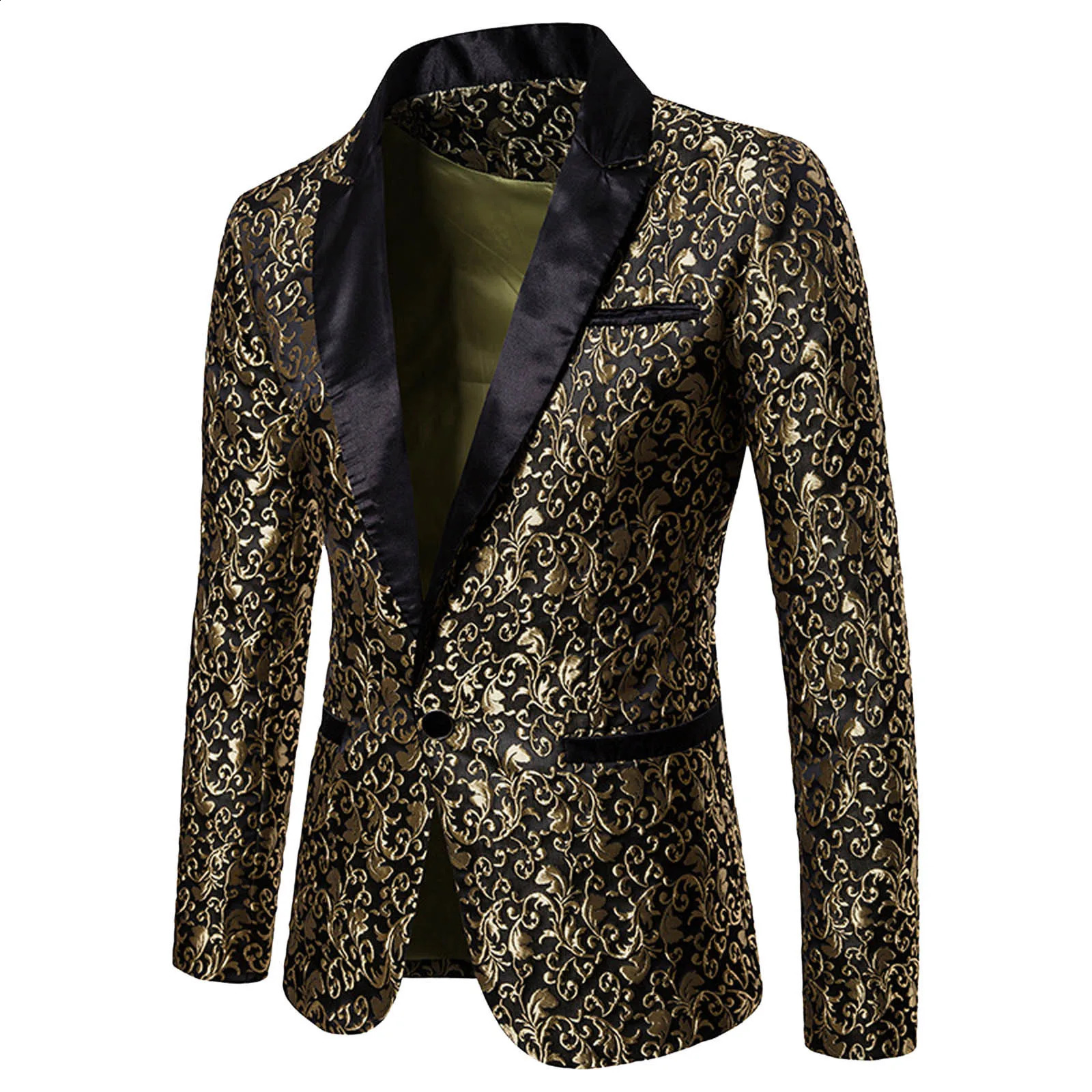 Terno masculino redondo com bolso de lantejoulas, botão de fileira única, casamento, noivo, palco, hospedagem, jantar, roupa masculina, bar, dança, casual, blazer 240313