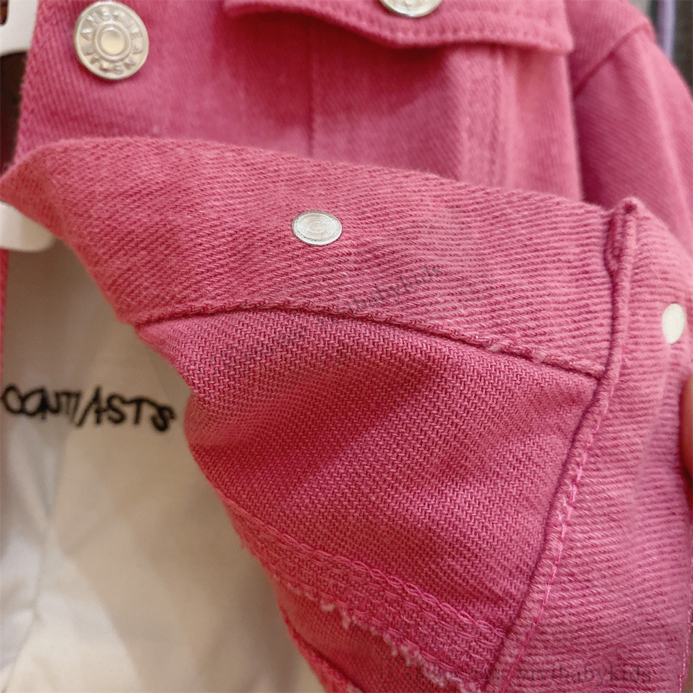 Mode meisjes roze denim jasje INS kinderen terug cartoon gat cowboy uitloper kinderen casual jas S1214