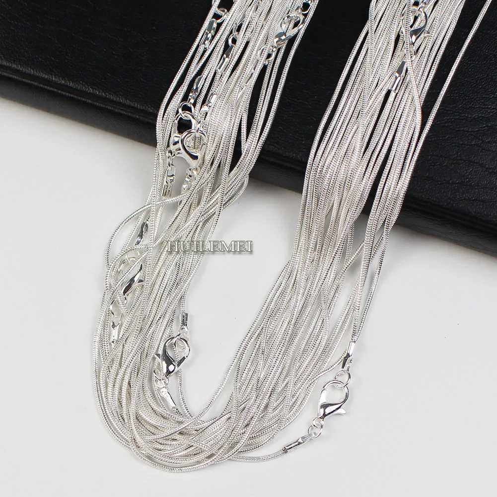 Pendant Necklaces Silver Plated 1.2mm Snake Chain Necklaces for Women 16" 18" 20" 24" Fashion Jewelry Necklace ChainsL24