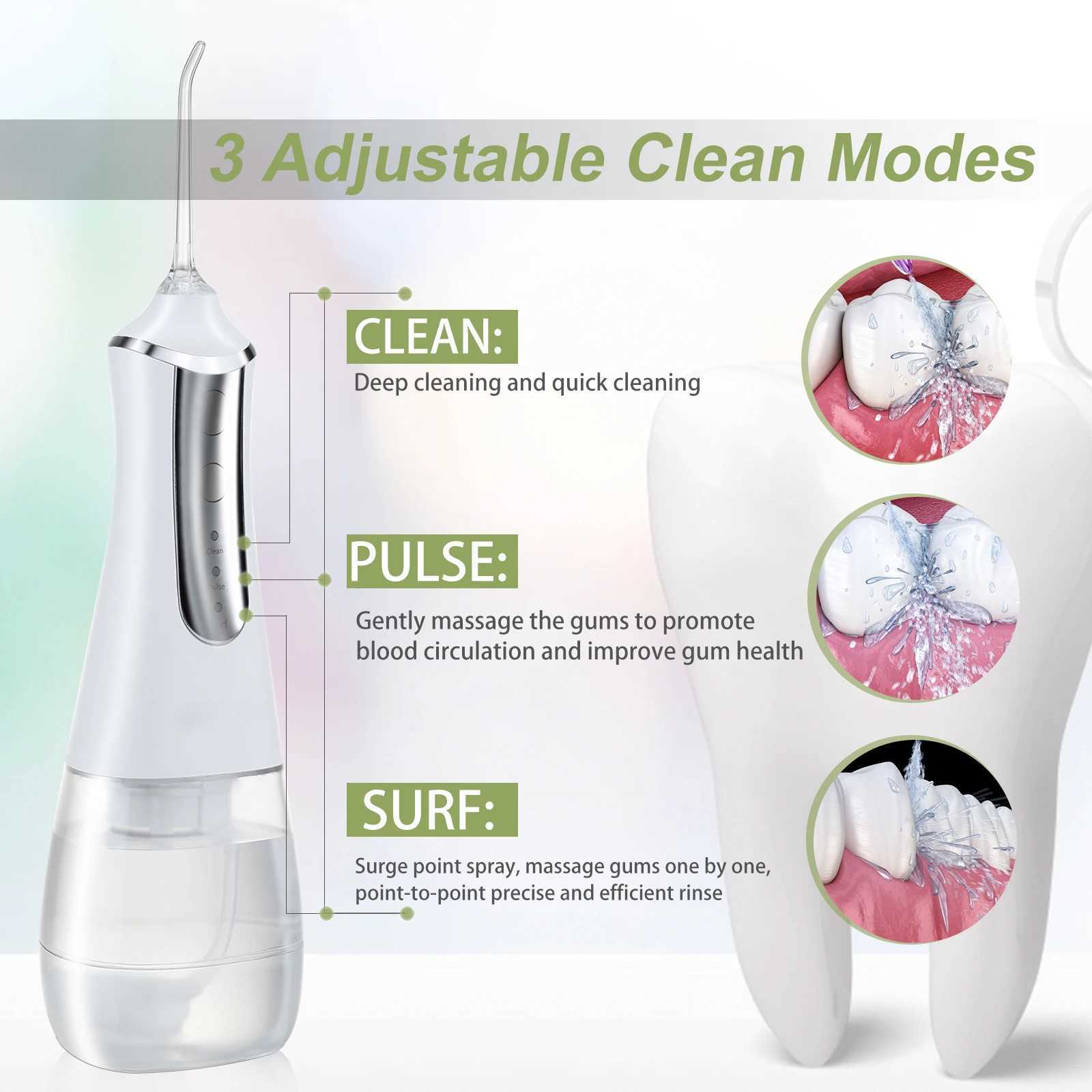 Oral Irrigators Oral Irrigator USB Laddningsfat Portable Dental Sink 350 ml Vattentankvattentät tandrensare J240318