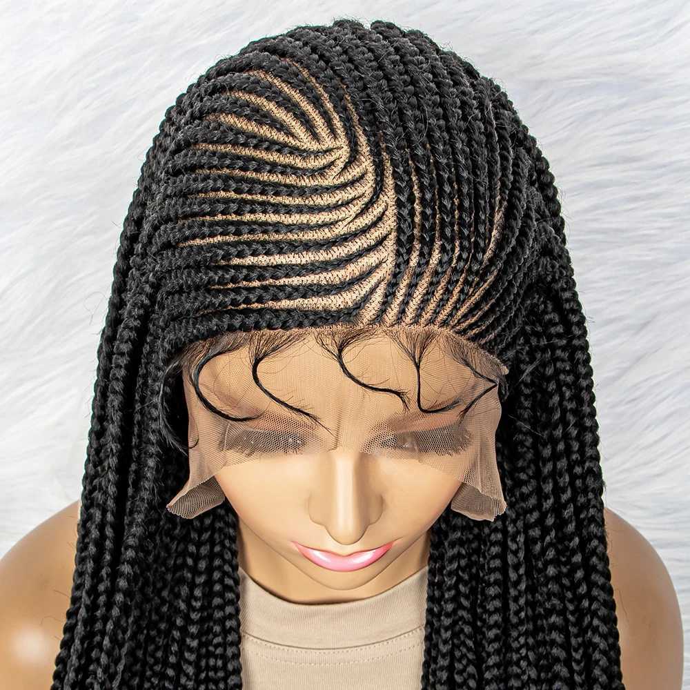 Synthetic Wigs Synthetic Lace Front Wigs Braided Wigs 13x6 Lace Front Braids Wig Knotless Box Braids Wigs With Baby Hair for Black Women 240329