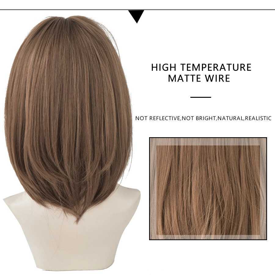 Parrucche sintetiche 7JHH WIGS Parrucca corta Bob Parte centrale Parrucca diritta le donne Lunghezza spalla nera Resistente al calore Capelli all'uncinetto ad alta temperatura 240328 240327