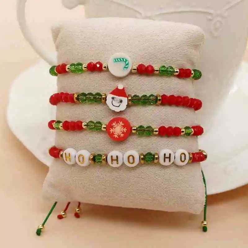 Chain Christmas Crystal Beaded Strand Rope Chain Bracelets for Women Female Jewelry Set Gift Bag Packing Wholesale YBR1028L24