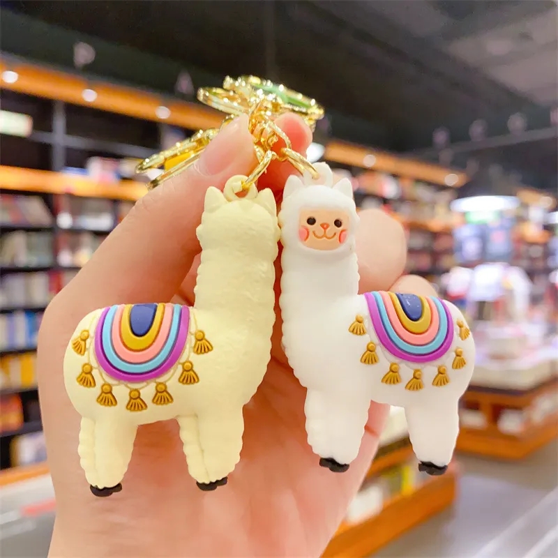 2024 Creative Cartoon Alpaca Keychain Llama Key Chain Women Bag Pendant Accessories Cute Epoxy Alpaca Keychains Trinket Gifts