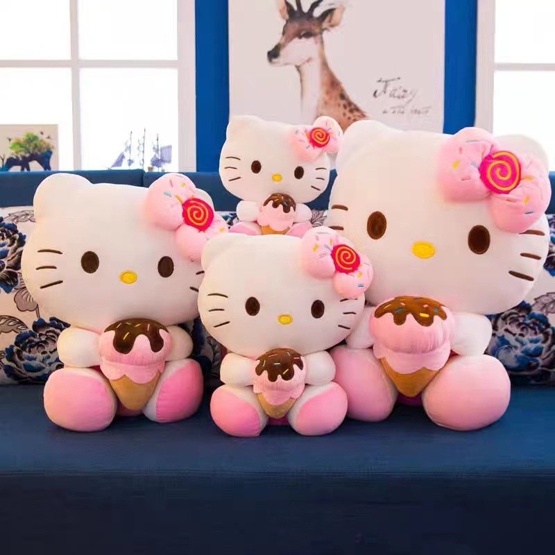 Fábrica atacado 30cm gatinho brinquedo de pelúcia animação em torno doce cone gato boneca presente favorito das crianças