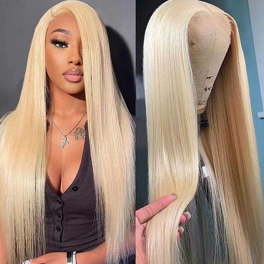 Synthetic Wigs Le mythe 613 Blonde Straight 13x4 HD Transparent Lace Front Wig 28 30 Inch Glueless 13x6 Lace frontal Human Hair Wigs Remy Women 240329