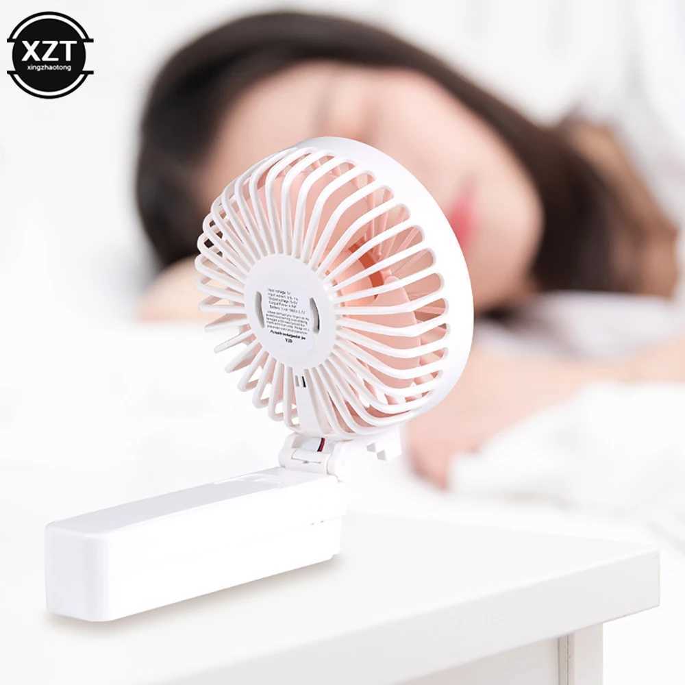 Electric Fans Portable Fans Handheld USB Rechargeable Fan Mini Desktop Cooler Materials Outdoor Cooling Fan Travel Fan Hand Foldable 1200MAH 240319