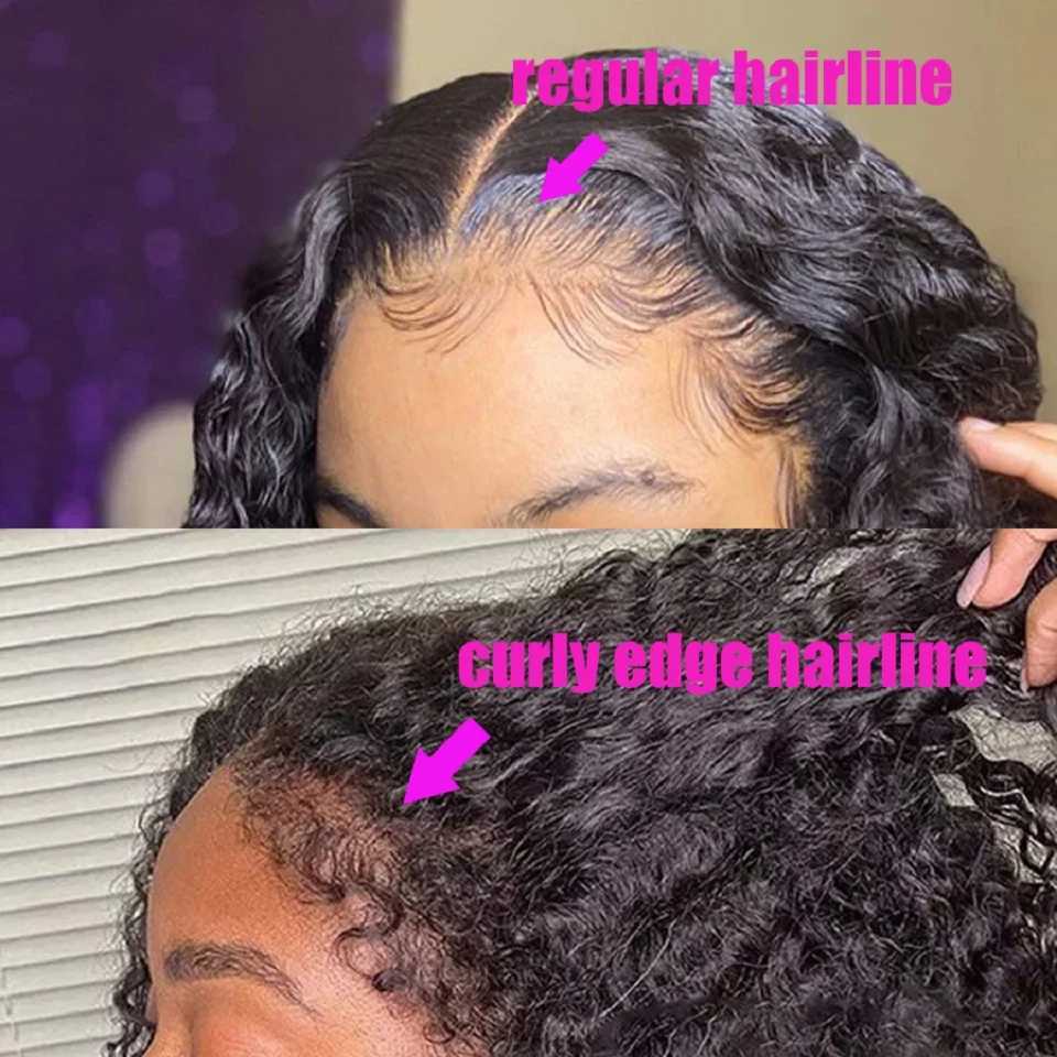 Perucas sintéticas Kinky Curly Human Human Wigs com 4C Curly Edges Hairline Baby Hair 13x4 Transparent Lace Front Peruca Humana Pronto para Ir Peruca Sem Cola 240328 240327