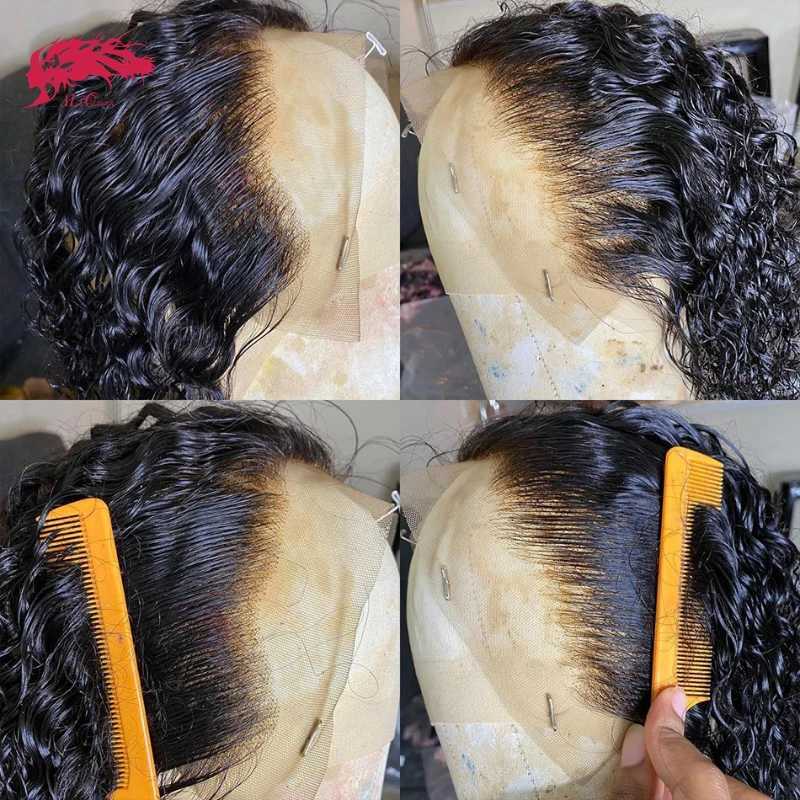 Synthetische Perücken Ali Queen HD-Spitzenverschluss 6X6/7X7 Kleberlose Perücke Wasserwelle 180 Dichte Indina Virgin Human Hair 13X4/13X6 Lace Frontal Perücke 240328 240327