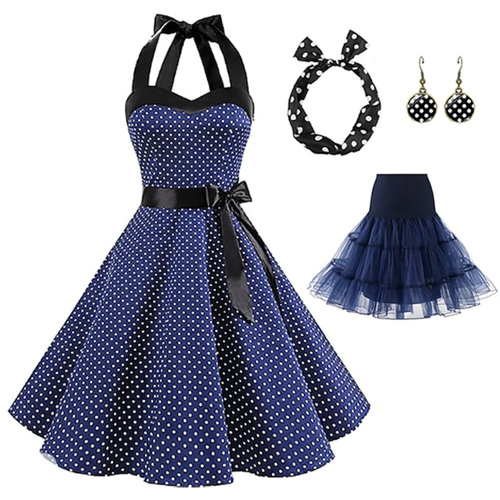 Retro Vintage 1950s تنورة A-Line Dress Tutu Flare Dress Dress Audrey Hepburn Women’s Evening Dress