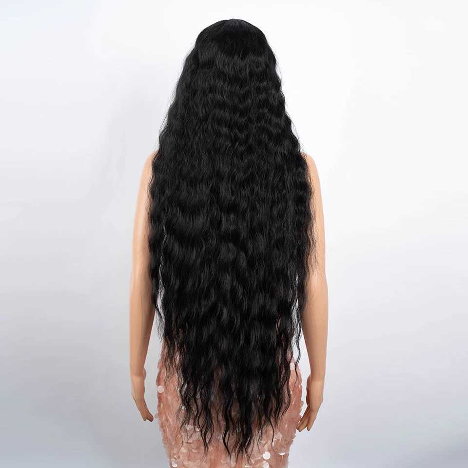 Synthetic Wigs Synthetic Lace Front Wigs For Black Women 40 Inch Long Curly Lace Wigs Ombre Blonde Highlight White Cosplay Wig 240329