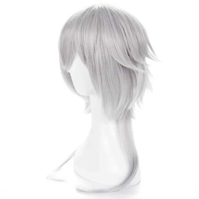 Synthetic Wigs Lace Wigs Anime Bungo Stray Dogs Fukuzawa Yukichi Silvery White Heat Resistant Hair Cosplay Costume Wig 240329