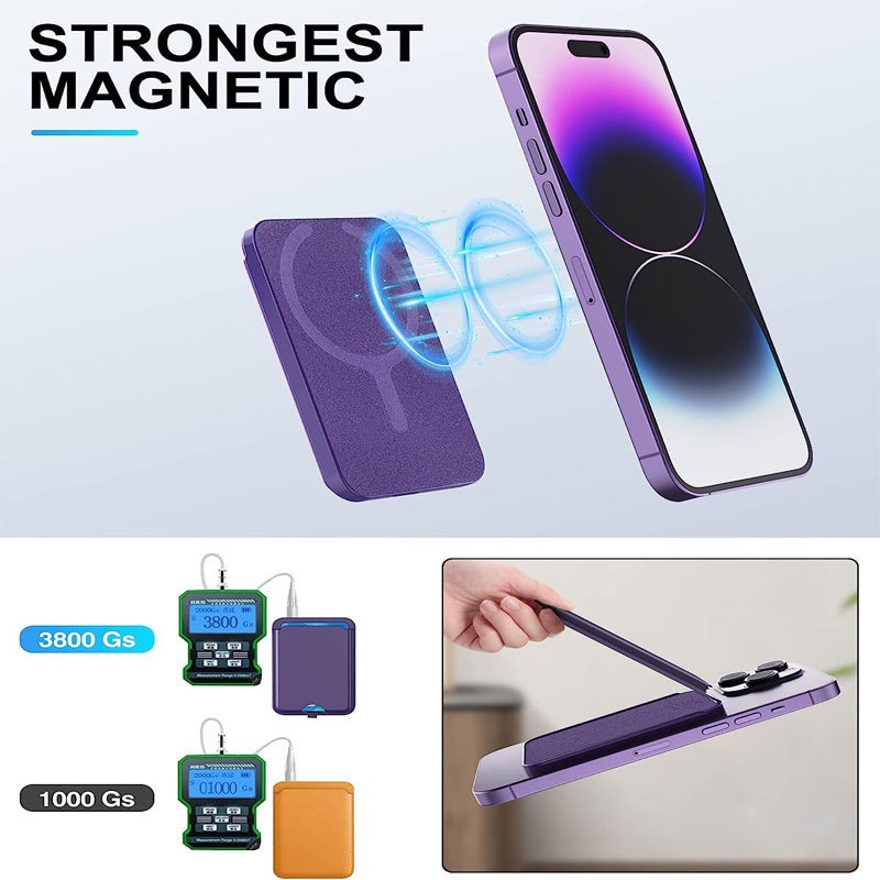 WENATURE Magnetische Geldbörse, kompatibel mit MagSafe Wallet, für iPhone-Geldbörse mit verstellbarem Ständer, iPhone 15/14/13/12-Serie, nicht für iPhone 13/12 Mini, 3 Kartenhalter