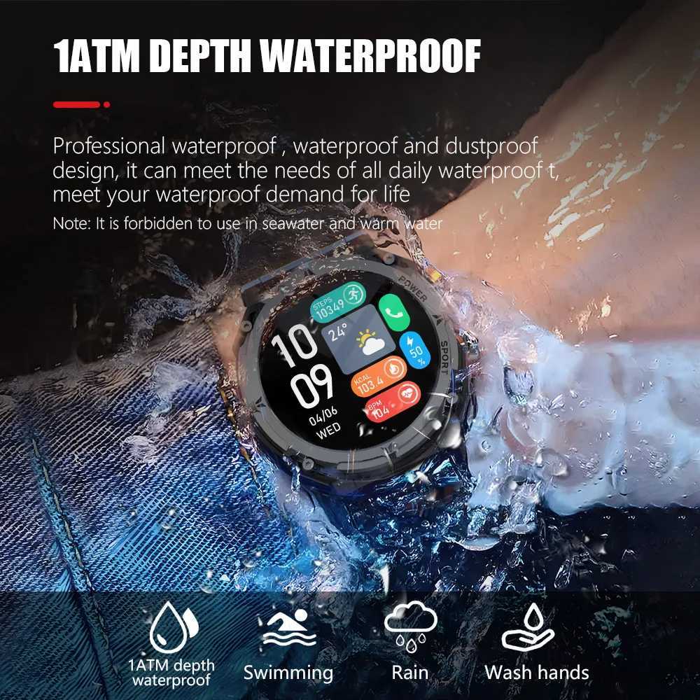 Orologi da polso SKMEI 410mAh 1. Contapassi da nuoto da 39 pollici Smartwatch sportivo da uomo Bluetooth Cardiofrequenzimetro Chiama Smart Watch Android ios 240319