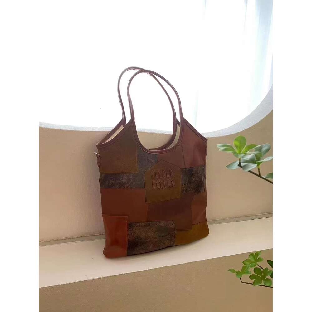 Cross-border atacado marca de moda bolsas nova emendado bolsa de ombro portátil grande capacidade tote versátil mamãe maillard tendência das mulheres