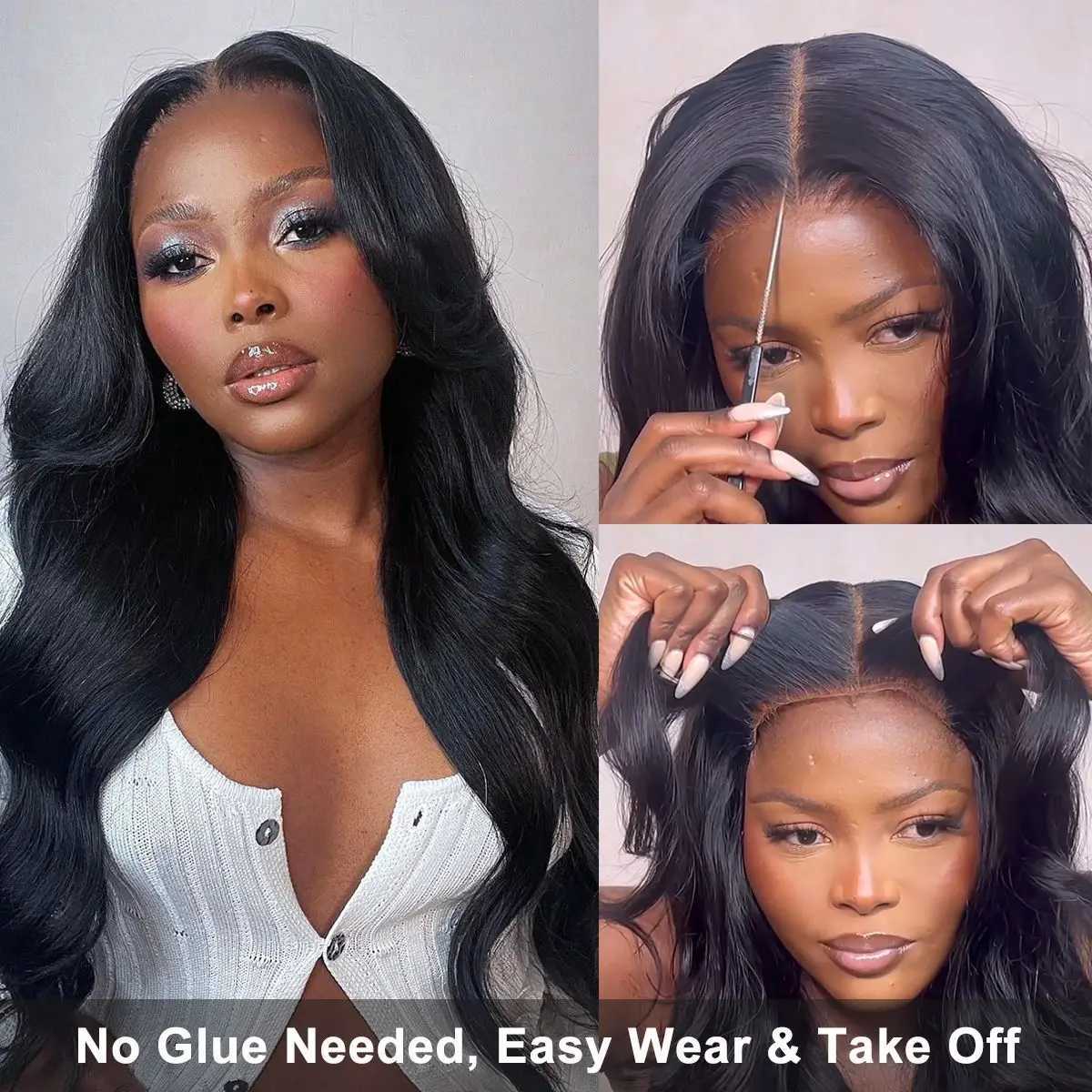 Synthetische Perücken Wear And Go Glueless Body Wave Lace Verschluss Perücke 55 6x4 HD Spitze Verschluss Perücke vorgezupfter Haaransatz vorgeschnittene Echthaarperücken 240329