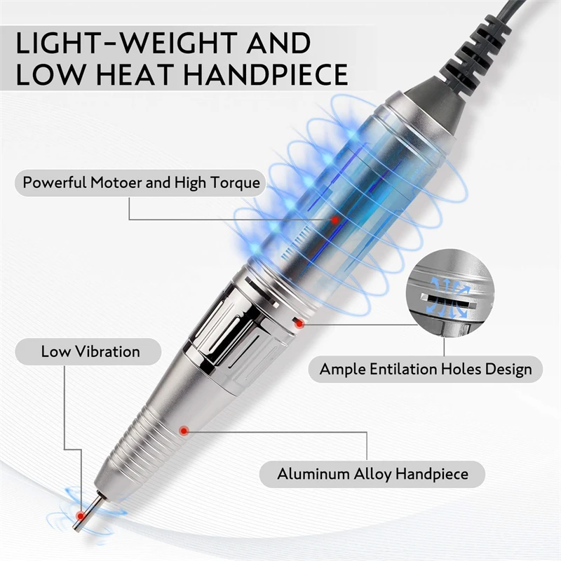 Наборы, электрическая маникюрная дрель, 42 Вт, портативная, тонкая, с питанием от USB, перезаряжаемая дрель для ногтей Pro, 30000 об/мин, маникюрная дрель Hine с насадками для пилочки для ногтей