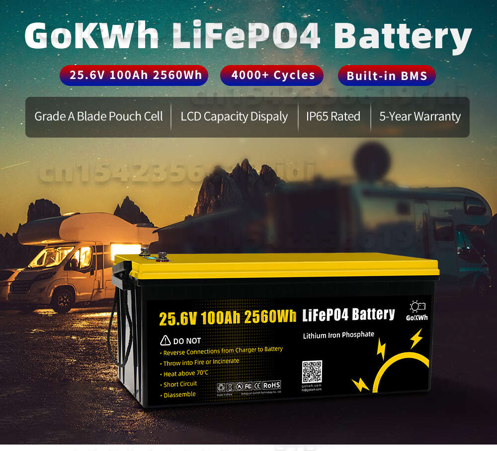 EU US Stock Brand New 24V 100AH ​​LIFEPO4 Batteripaket 24V48V Grad A uppladdningsbart batteri för RV Solar Energy Storage System