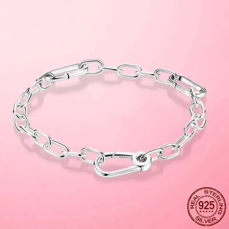 Bangle Originele gouden kleur Me armband 925 zilveren Me karabijnhaak Chain Link Femme armband dames sieraden voor cadeau Pulseira 240319