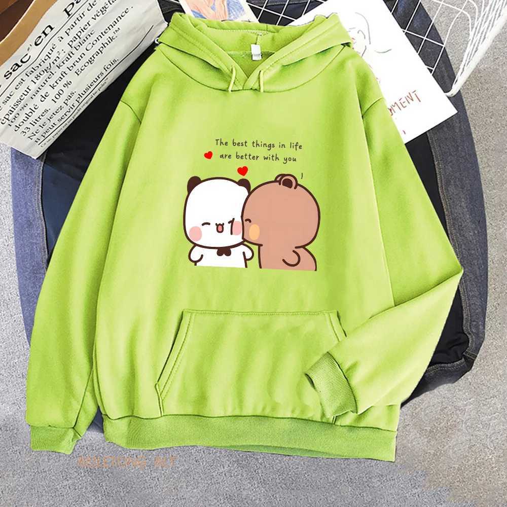 Felpe con cappuccio da donna Felpe Panda Bear Bubu Dudu Love Heart Felpe da donna/uomo Abbigliamento Casual Manica lunga Stampa Kawaii Pullover pile invernaleL2403