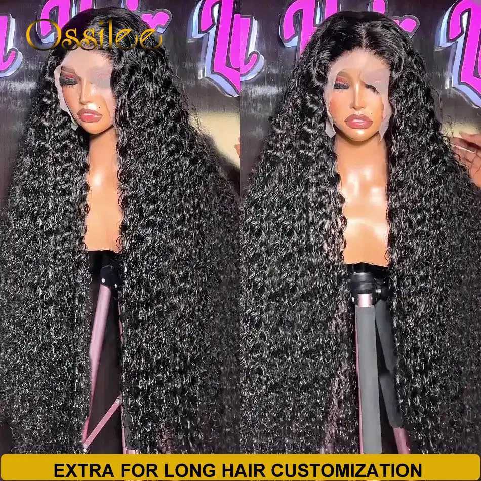 Synthetic Wigs Synthetic Wigs Ossilee 36inch Deep Wave 13x4 Full HD Lace Frontal Wig Human Hair 300% Density Brazilian Lace Frontal Wigs Pre Plucked 240328 240327