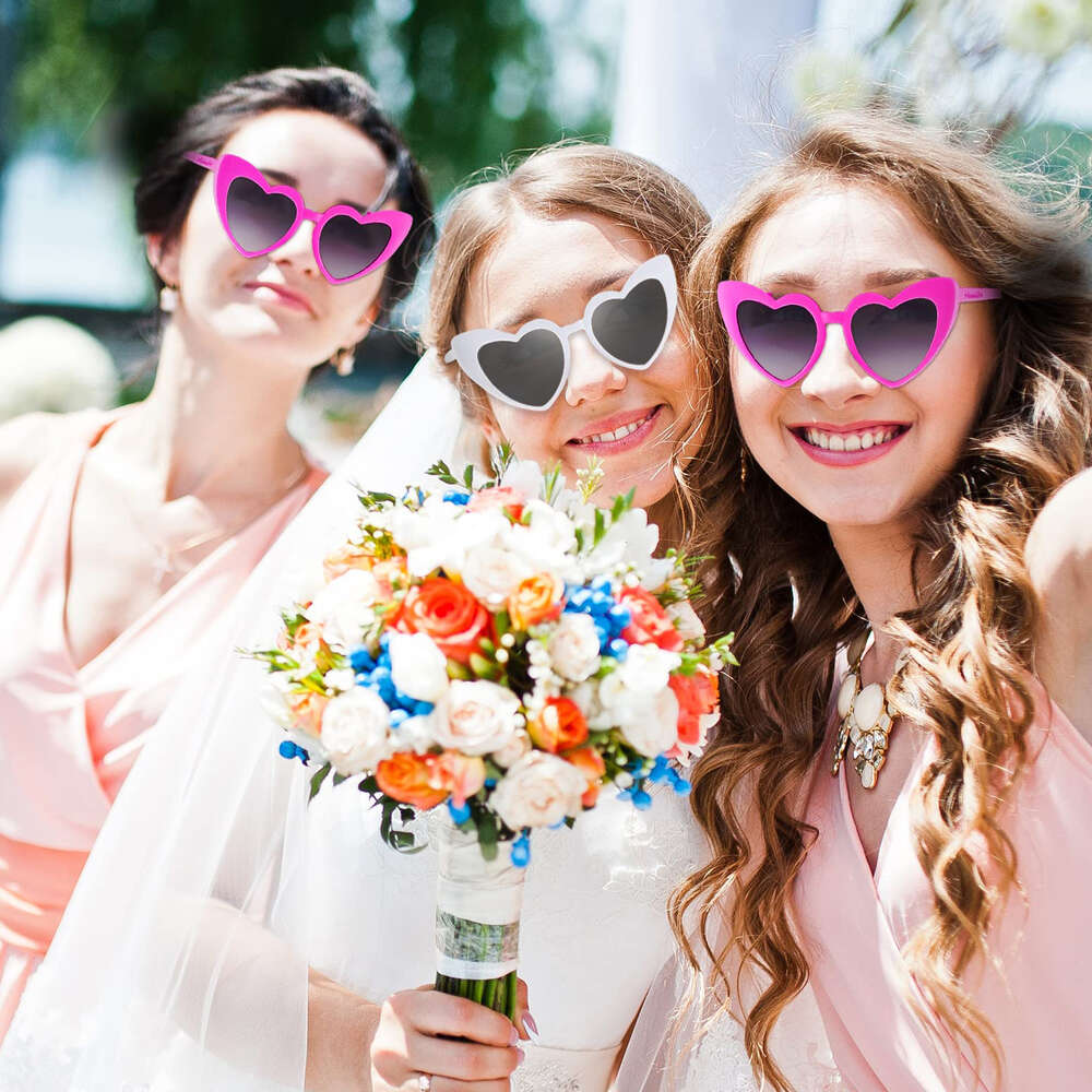 12/24/48st Hjärtbröllop gåvor till gäster Bachelorette Hen Party gynnar kvinnor mode solglasögon