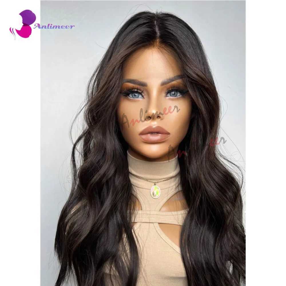 Perucas sintéticas chocolate marrom balayage peruca dianteira do laço cabelo humano perucas de cabelo real para mulheres peruca marrom escuro onda do corpo peruca frontal das mulheres perucas 240328 240327