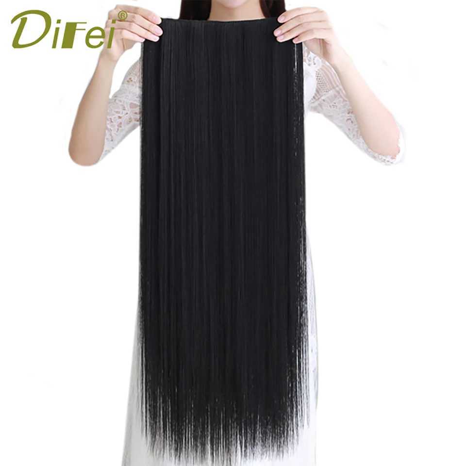 Synthetic Wigs Synthetic Wigs DIFEI Super Long Straight Hairpiece Invisible Natural Synthetic 5 Clip In One Pieces Hair for Women Black Brown 38inch 240328 240327