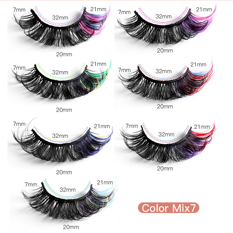 High quality 3D Mink Eyelashes Expensive false eyelashes Color thick raised long eyelashes Explosive dance watch actor makeup eyelashes wholesale